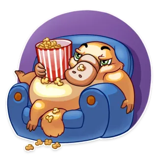 🍿 platypus, popcorn, lazy, couch, cartoon, animal, funny, relaxing telegram sticker