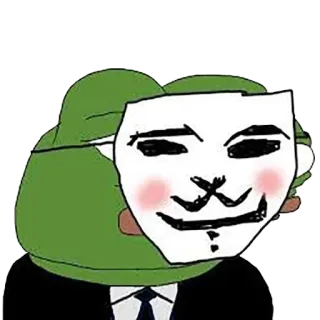 💅 pepe, frog, mask, anonymous, internet meme, guy fawkes, political telegram sticker