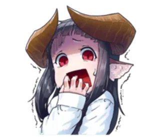 😱 ragazza anime, demone, corna, spaventata, anime, ragazza mostro telegram sticker