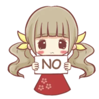 👎 NO нет, девушка, аниме, отказ, мультфильм telegram sticker