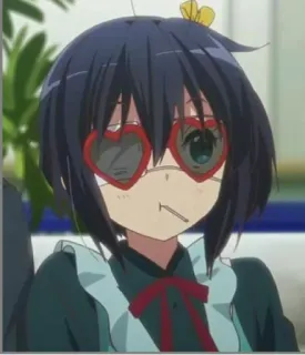 😎 Rikka Takanashi Love, Chunibyo & Other Delusions! Anime, Fille, Lunettes coeur, Mignon, Chūnibyō, Rikka Takanashi whatsapp sticker