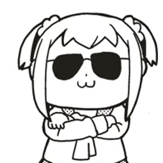 😎 Popuko Pop Team Epic Anime, Manga, Popuko, Pop Team Epic, Figo, Occhiali da sole telegram sticker