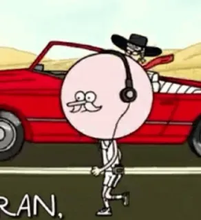 👾 Pops Regular Show RAN, cartoon, regular show, pops, running, headphones whatsapp sticker