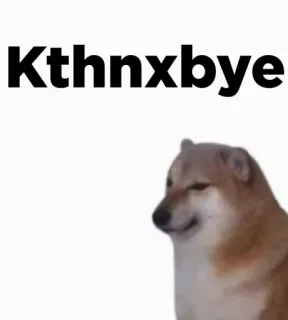 🎭 Kthnxbye 개, 밈, kthnxbye, 바이, 작별, 인터넷 은어 telegram sticker