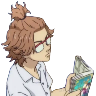 📙 Anime, Buku, Kacamata, Membaca, Karakter, Manga, Kartun telegram sticker