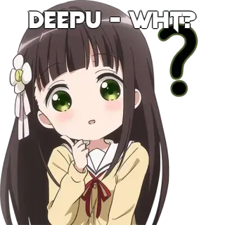 🤔 DEEPU - WHT? anime, vraag, cartoon, meisje, nadenken telegram sticker