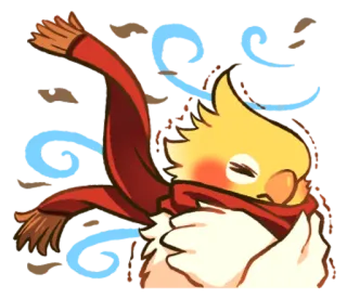 ☹ oiseau, cockatiel, écharpe, hiver, froid, dessin animé, mignon, animal whatsapp sticker