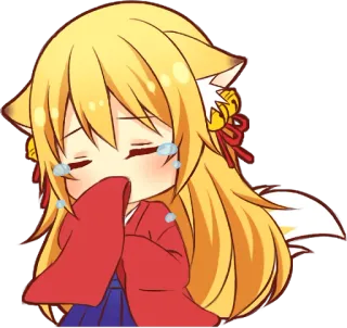 😢 Anime, Chorando, Triste, Chibi, Kawaii, Raposa telegram sticker