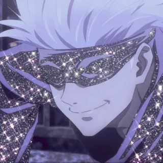✨ Gojo Satoru Jujutsu Kaisen anime, postać, Gojo Satoru, Jujutsu Kaisen, iskierka, opaska na oczy telegram sticker