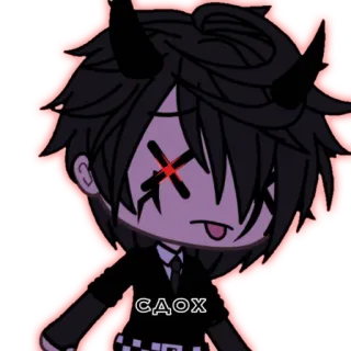 😵 СДОХ Gacha, Anime, Démon, Sombre, Texte, Russe telegram sticker