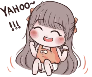 ☺️ YAHOO~!!! การ์ตูน, มีความสุข, น่ารัก, ผู้หญิง, ร่าเริง, ตื่นเต้น telegram sticker