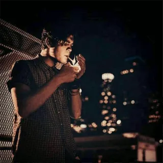 🚬 fumare, uomo, notte, città, scuro, sigaretta, ritratto telegram sticker