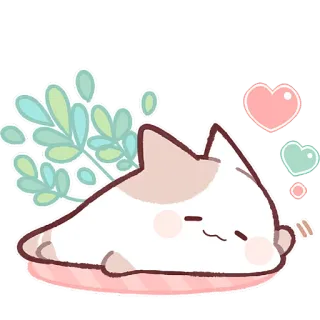 🥰 cat, cute, kawaii, sleeping, hearts, pet telegram sticker