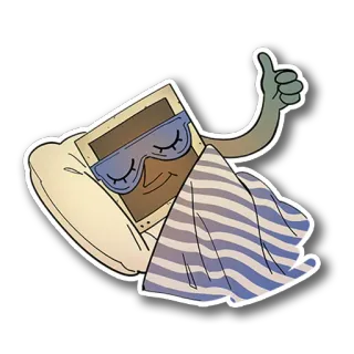 😴 computer, sleeping, pillow, blanket, cartoon, digital, monitor telegram sticker