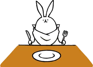 🍽 rabbit, eating, food, dinner, cartoon, table telegram sticker