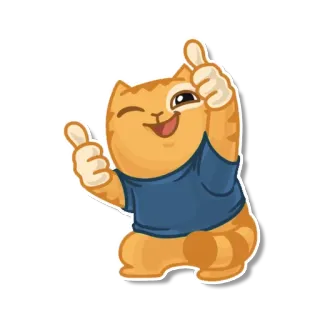 👍 gato, pulgar arriba, feliz, animal, guiño, positivo telegram sticker
