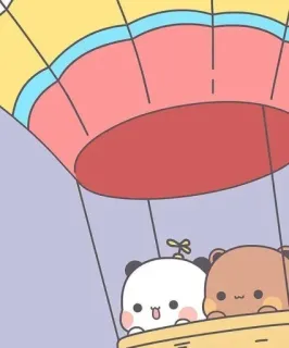 🦋 Panda, Bär, Kawaii, Niedlich, Heißluftballon, Cartoon, Liebenswert telegram sticker