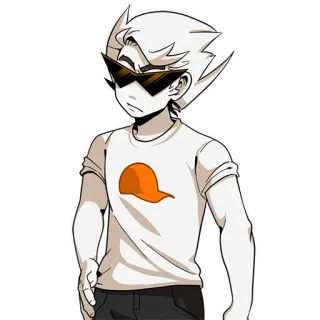 🤨 Dirk Strider Homestuck Dirk Strider, Homestuck, Webcomic, Postać, Okulary przeciwsłoneczne, Nastolatek, Białe włosy telegram sticker