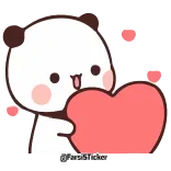 ❤️ Peach & Goma Panda, Oso, Amor, Corazón, Lindo, Kawaii, Melocotón, Goma telegram sticker
