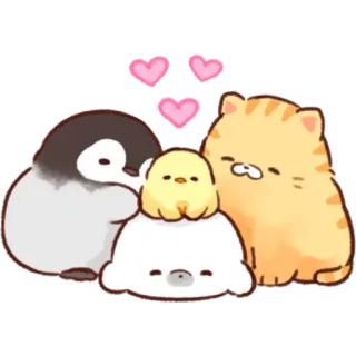 💕 cute, penguin, cat, animals, friends, friendship, hearts telegram sticker