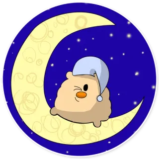 😴 луна, сон, милый, ночь, подушка, ночной колпак, мультфильм telegram sticker
