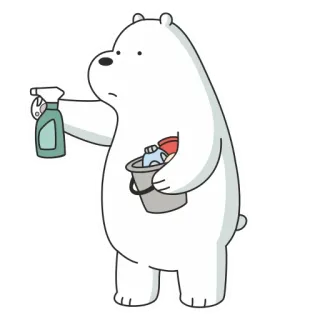 🔫 Ice Bear We Bare Bears oso, dibujos animados, limpieza, oso polar, We Bare Bears, lindo, blanco telegram sticker