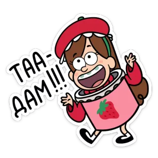 😱 Mabel Pines Gravity Falls TAA-AAM!!! мультфильм, Мэйбл Пайнс, Гравити Фолз, клубника, берет telegram sticker