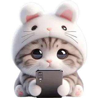 😍 猫, 小猫, 可爱, 动物, 宠物, 兔子, 帽子 telegram sticker