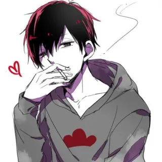 🚬 Курение, Аниме парень, Сигарета, Толстовка, Аниме telegram sticker