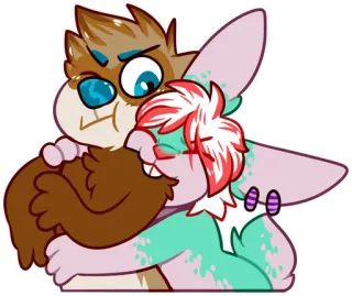 😁 cartoon, furry, animal, hug, cute, friendship telegram sticker