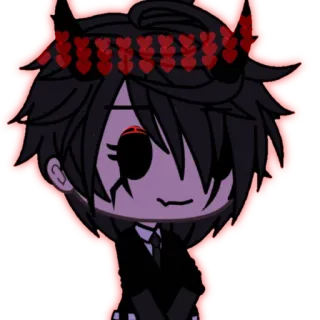 😺 Gacha, Animé, Avatar, Personnage, Démon, Rouge, Sombre, Gacha Life telegram sticker