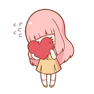 😌 carino, cuore, chibi, rosa, ragazza, amore telegram sticker