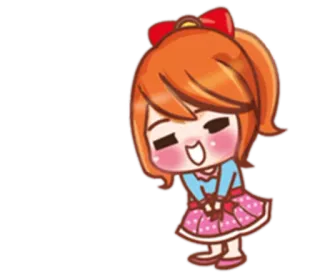 🙍 Anime, Dễ thương, Cô gái, Nơ, Chibi, Hoạt hình, Kawaii telegram sticker