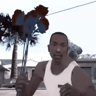 🥞 CJ Grand Theft Auto: San Andreas CJ, Grand Theft Auto, San Andreas, Gra wideo, Kwiaty telegram sticker