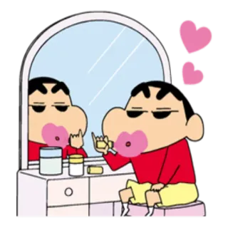 💋 Shin-chan Nohara Crayon Shin-chan Anime, Maquillaje, Dibujo animado, Espejo, Personaje whatsapp sticker