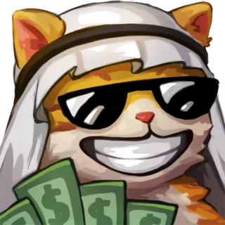 😎 แมว, เงิน, แว่นกันแดด, รวย, การ์ตูน telegram sticker