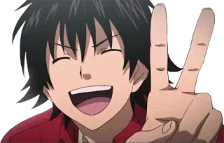 ✌ Anime, Cartoon, Friedenszeichen, lächelnd, Charakter, glücklich telegram sticker