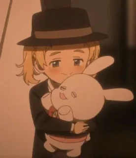 💛 Norman The Promised Neverland Anime, Charakter, Cartoon, Junge, Hase, Niedlich whatsapp sticker
