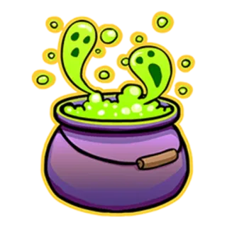 😯 Halloween, chaudron, fantôme, potion, magie, effrayant, sorcière telegram sticker