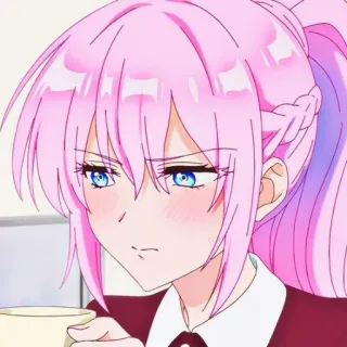 📎 Anime, Mädchen, pinke Haare, blaue Augen, Cartoon, Charakter, süß telegram sticker