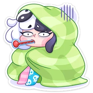 🤒 malato, febbre, termometro, cartoni animati, anime telegram sticker