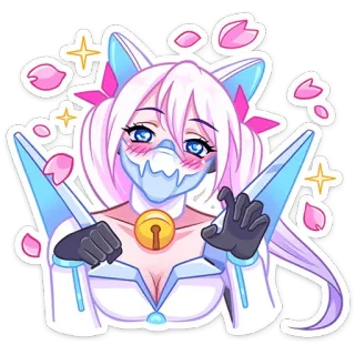 🥰 Anime, Manga, Catgirl, Maska, Naklejka, Kawaii, Postać, Ilustracja telegram sticker