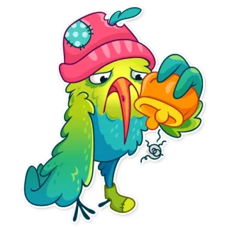 🤑 papegaai, cartoon, vogel, verdrietig, schattig, sticker telegram sticker