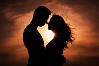 😍 couple, love, silhouette, sunset, romantic telegram sticker