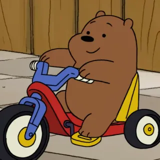 🛴 Grizzly We Bare Bears Гризли, Мы обычные медведи, медведь, мультфильм, трёхколёсный велосипед, милый whatsapp sticker