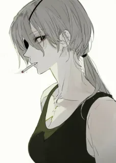 🚬 Quanxi Chainsaw Man Anime, Manga, Sigaretta, Un occhio, Canotta nera, Femmina telegram sticker