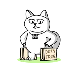 🛍 DUTY FREE cat, duty free, shopping, bags, cartoon, animal, white telegram sticker