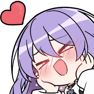 😳 Anime, paars haar, hart, blij, schattig telegram sticker
