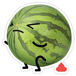 😣 arbuz, owoc, kreskówka, emoji, kupa whatsapp sticker