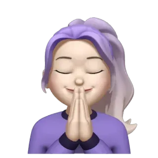🙏 chào, namaste, cầu nguyện, phim hoạt hình, emoji, cô gái telegram sticker